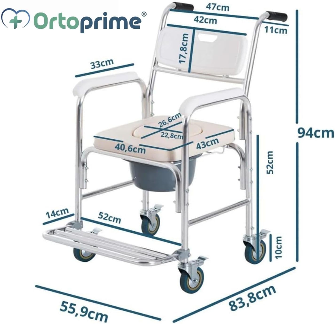 Silla de ruedas de baño geriátrica seminueva