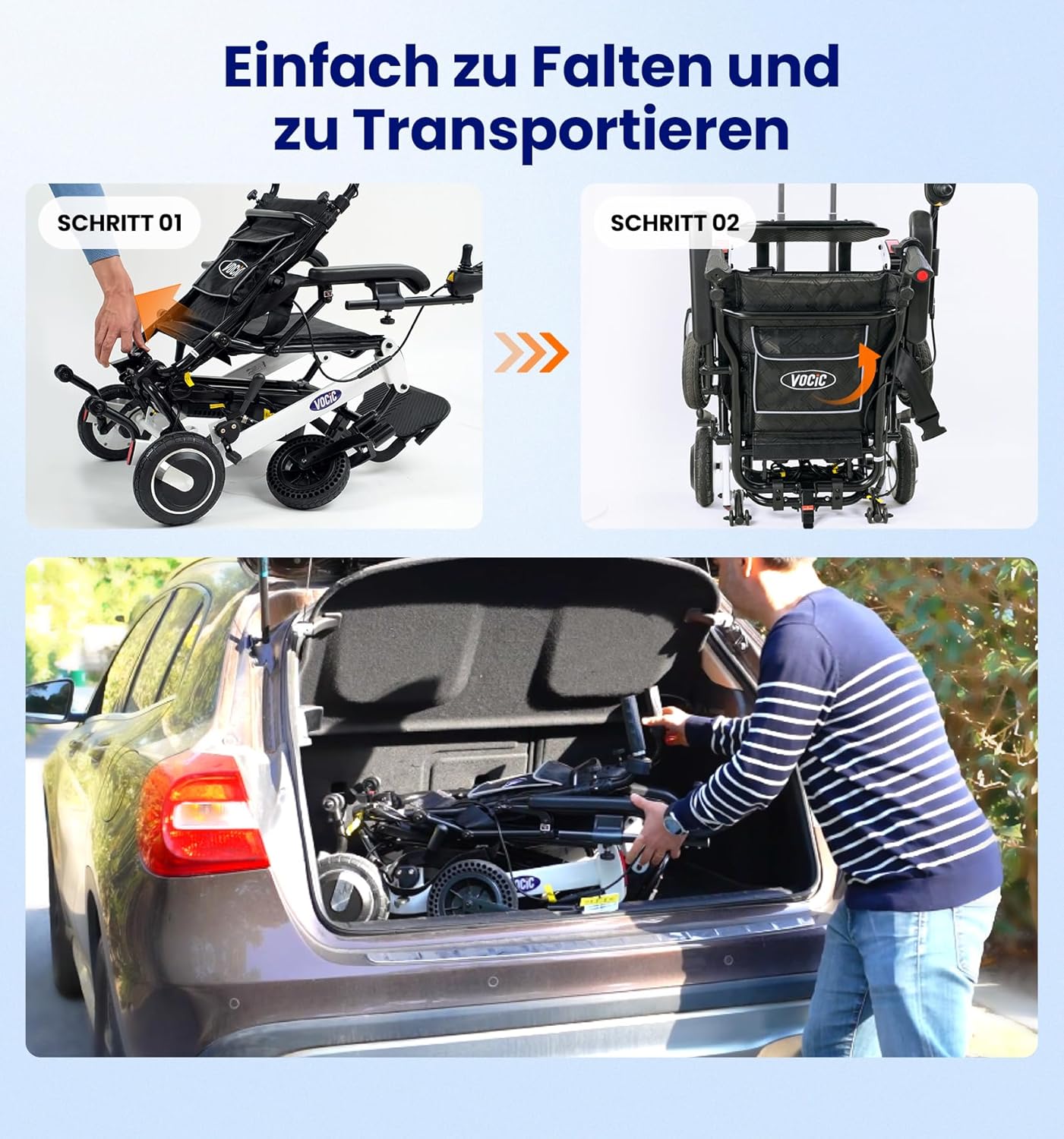 Silla de ruedas eléctrica plegable ultraligera VOCIC V55