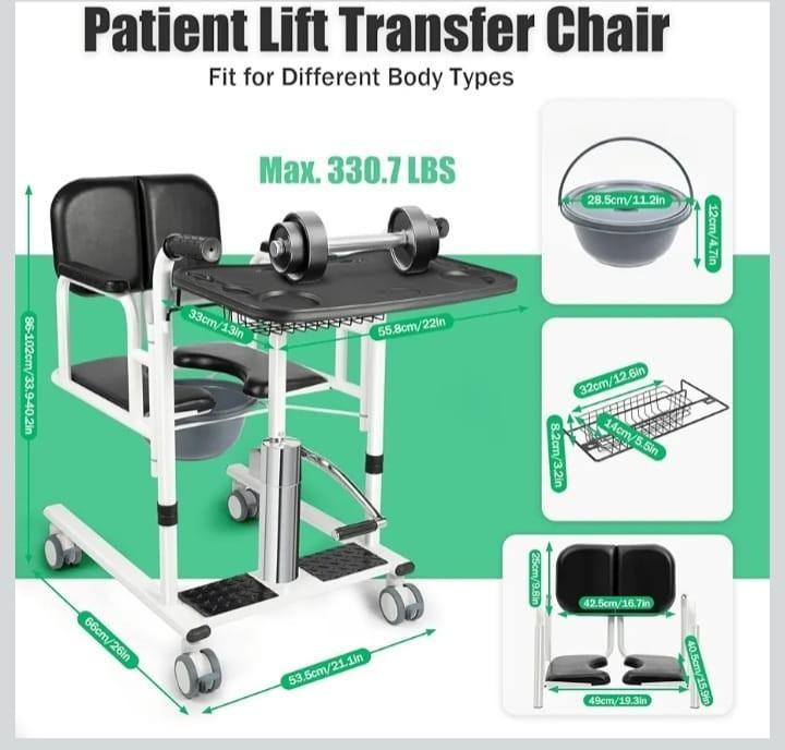 Silla hidráulica de traslado, transporte y transferencia